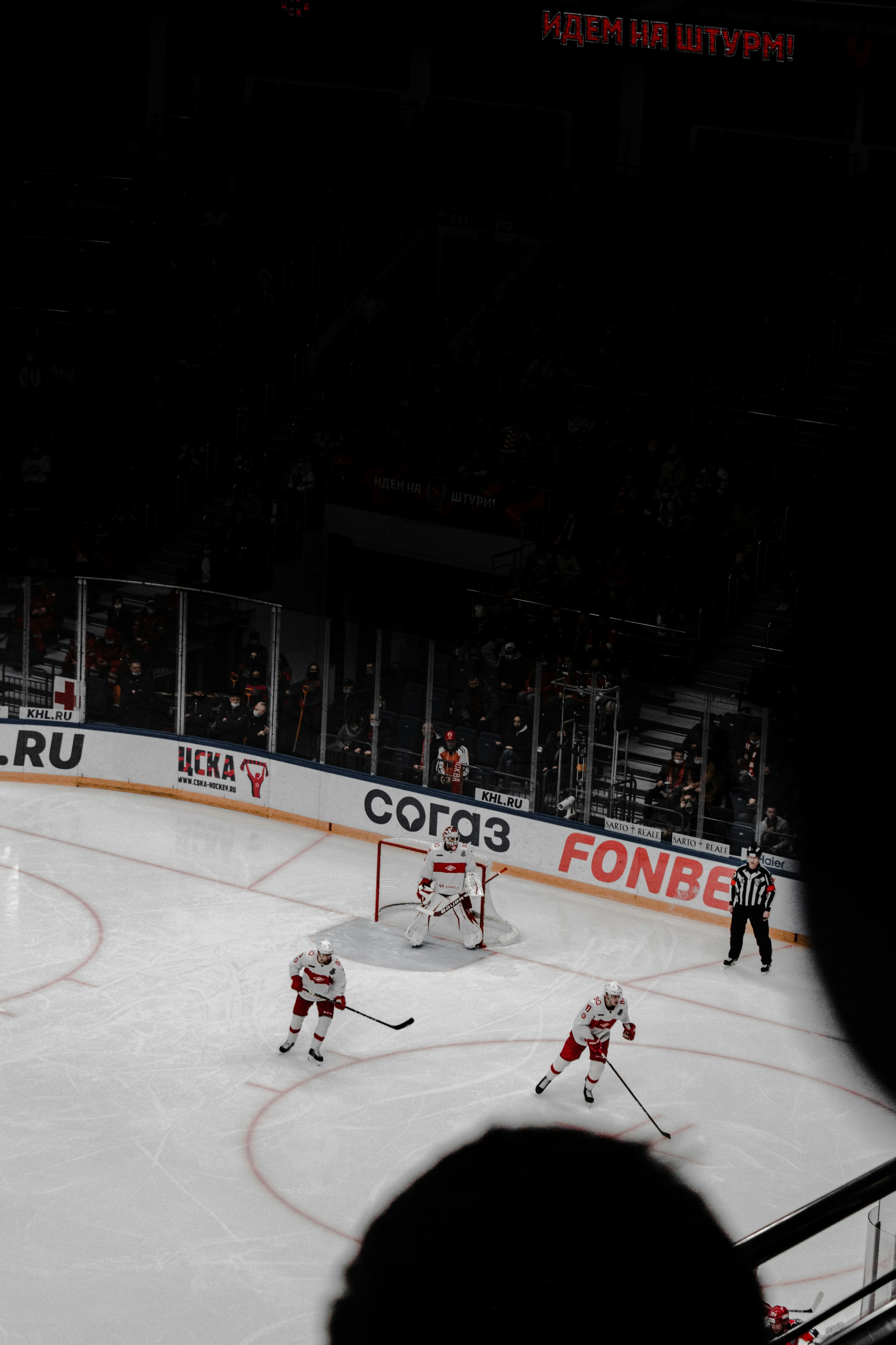 ice hockey players on ice hockey field